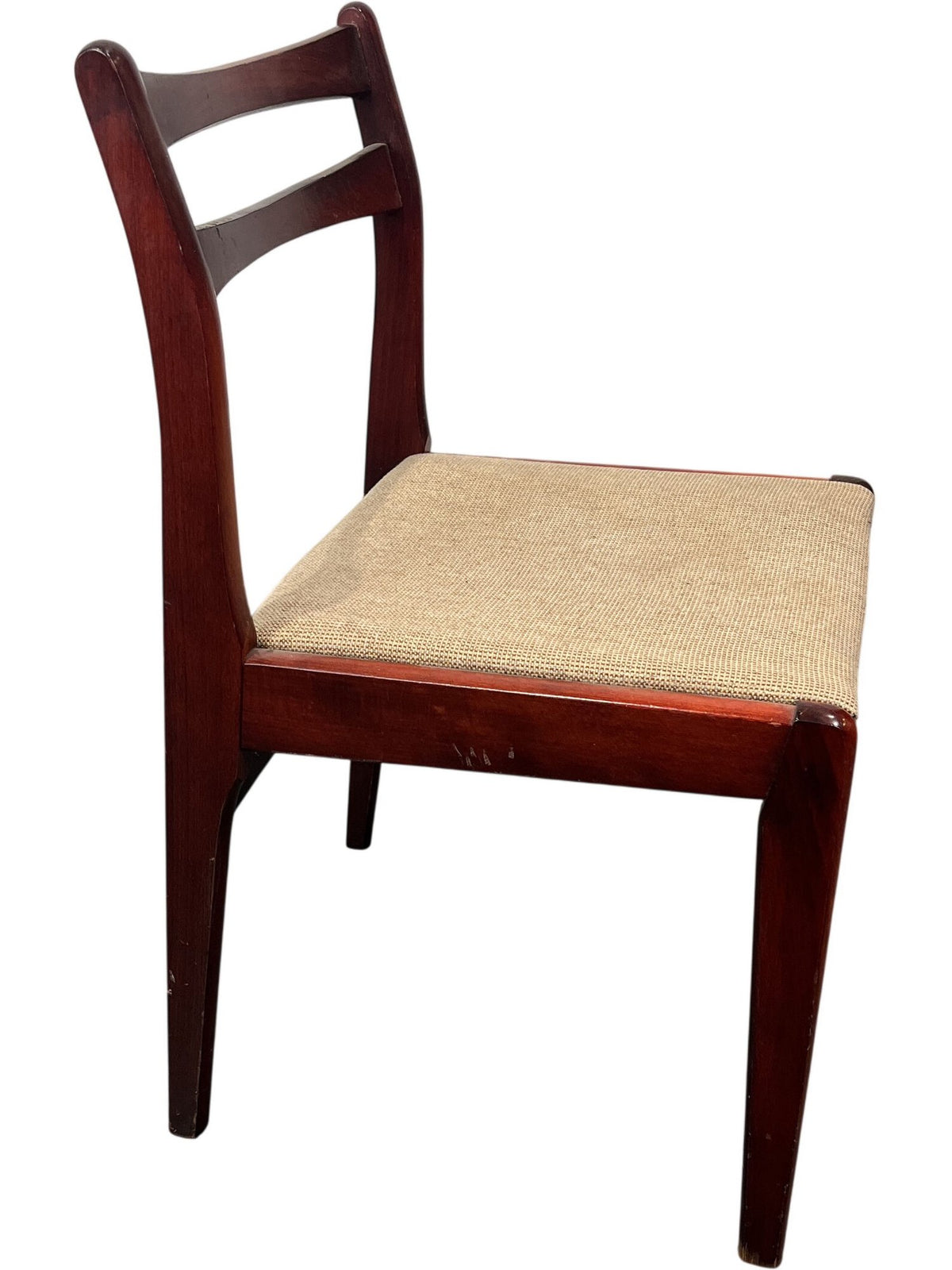 Vintage Mid Century Set of 2 Dining Chairs Wood Frame Beige Seat (Pre-Loved)