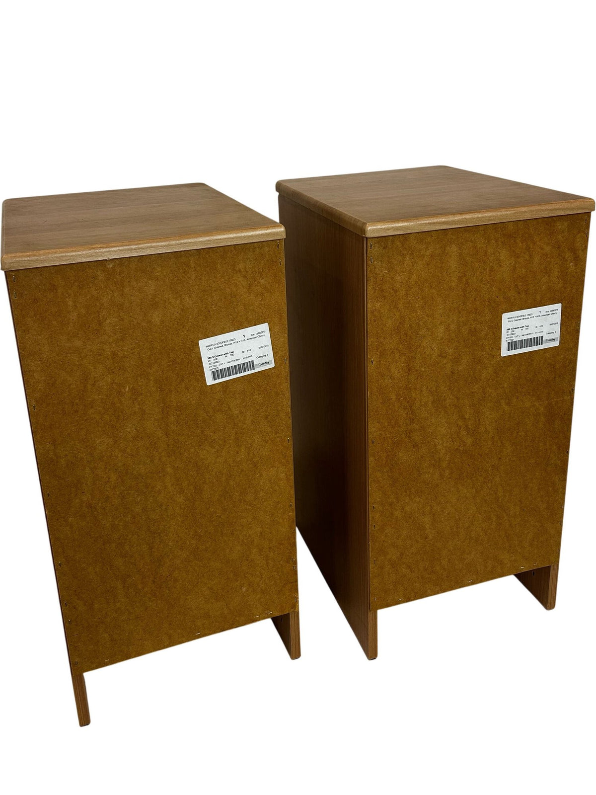 Pair of 3 Drawer Bedside Cabinets Wood Effect Metal Handles Bedroom (Pre-Loved)
