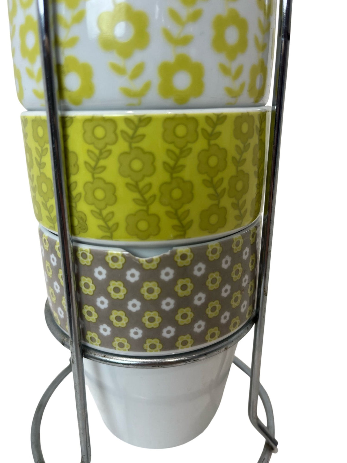 Floral Stackable Mug Set with Metal Stand (Pre-Loved)