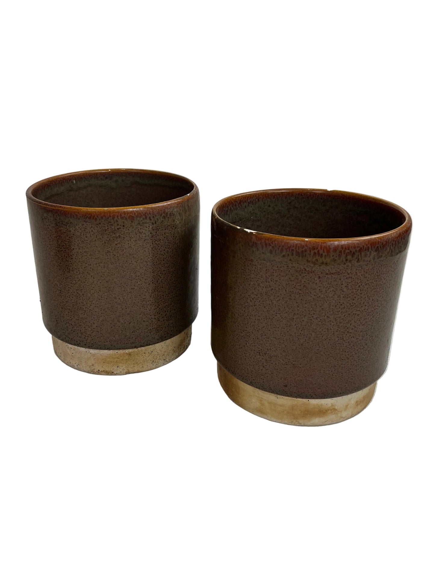 Set Of Small Plant Pots With Amber Glaze (Pre-Loved)