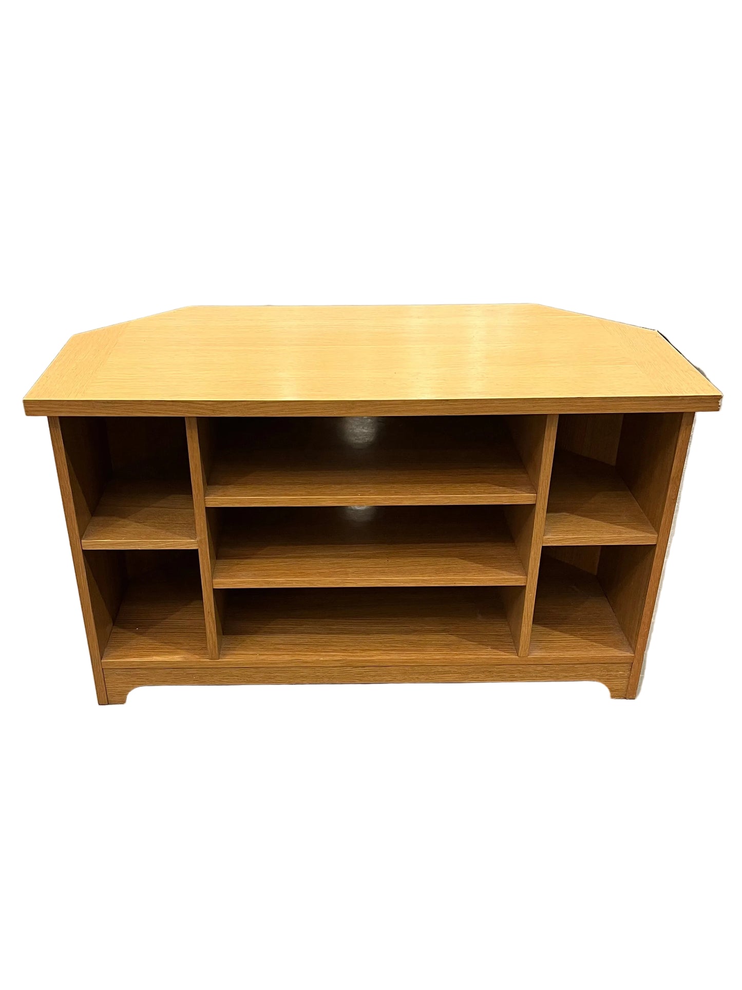 Light Brown Wood Corner TV Entertainment Stand Unit (Pre-Loved)