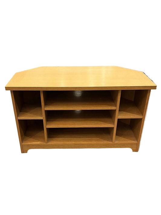 Light Brown Wood Corner TV Entertainment Stand Unit (Pre-Loved)