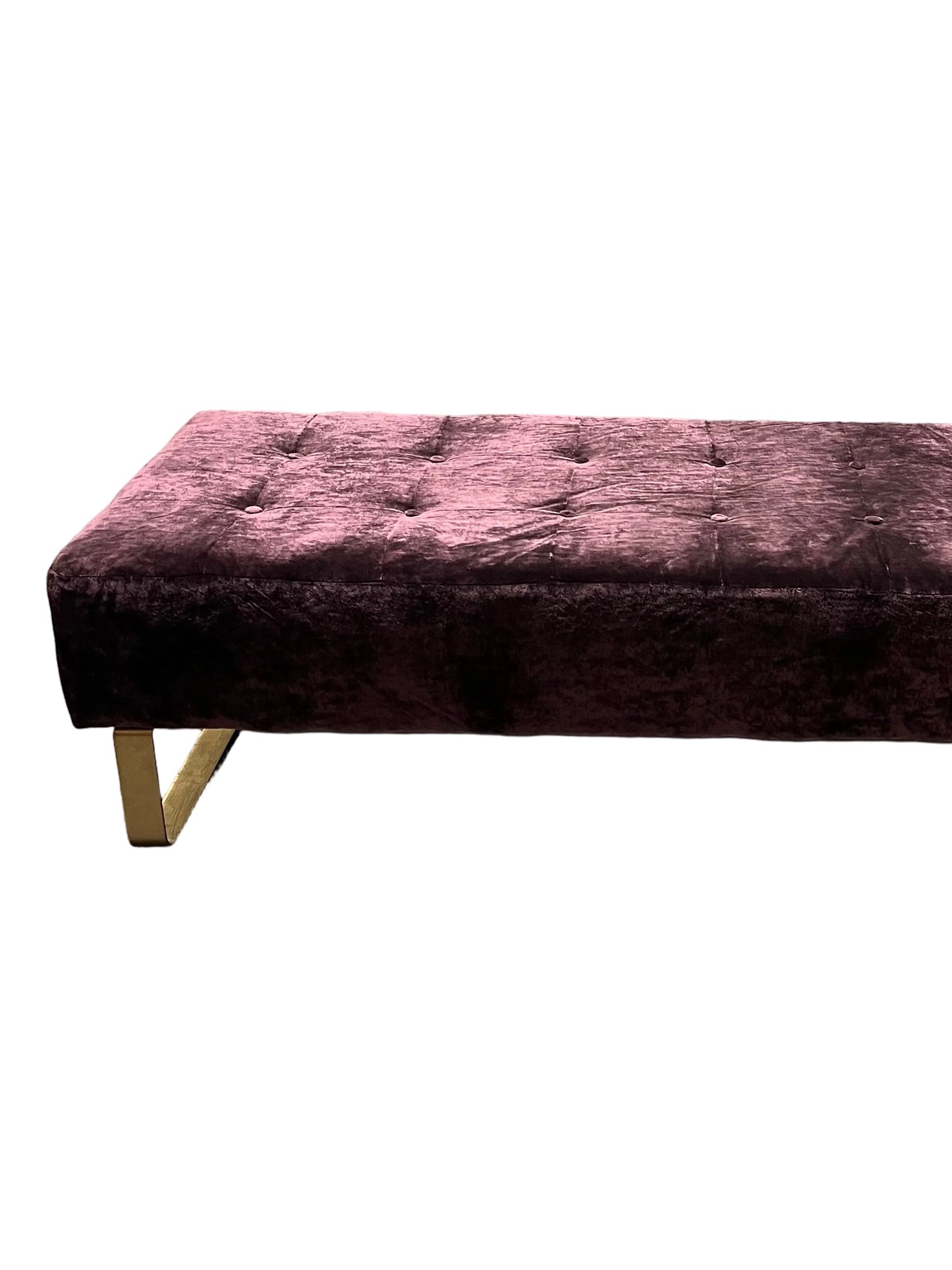 Purple Velvet Chesterfield Ottoman Cushioned Large Entryway Bedroom Footstool Bench (Pre-Loved)