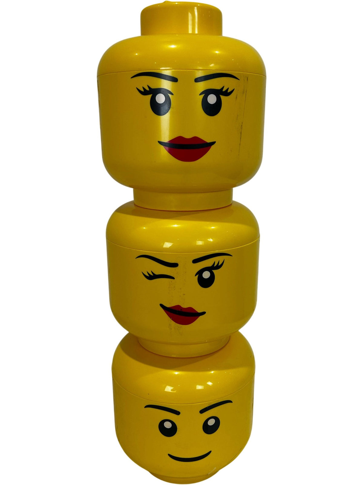 LEGO Large Storage Head Containers Set of 3 Yellow Faces Stackable (Pre-Loved)