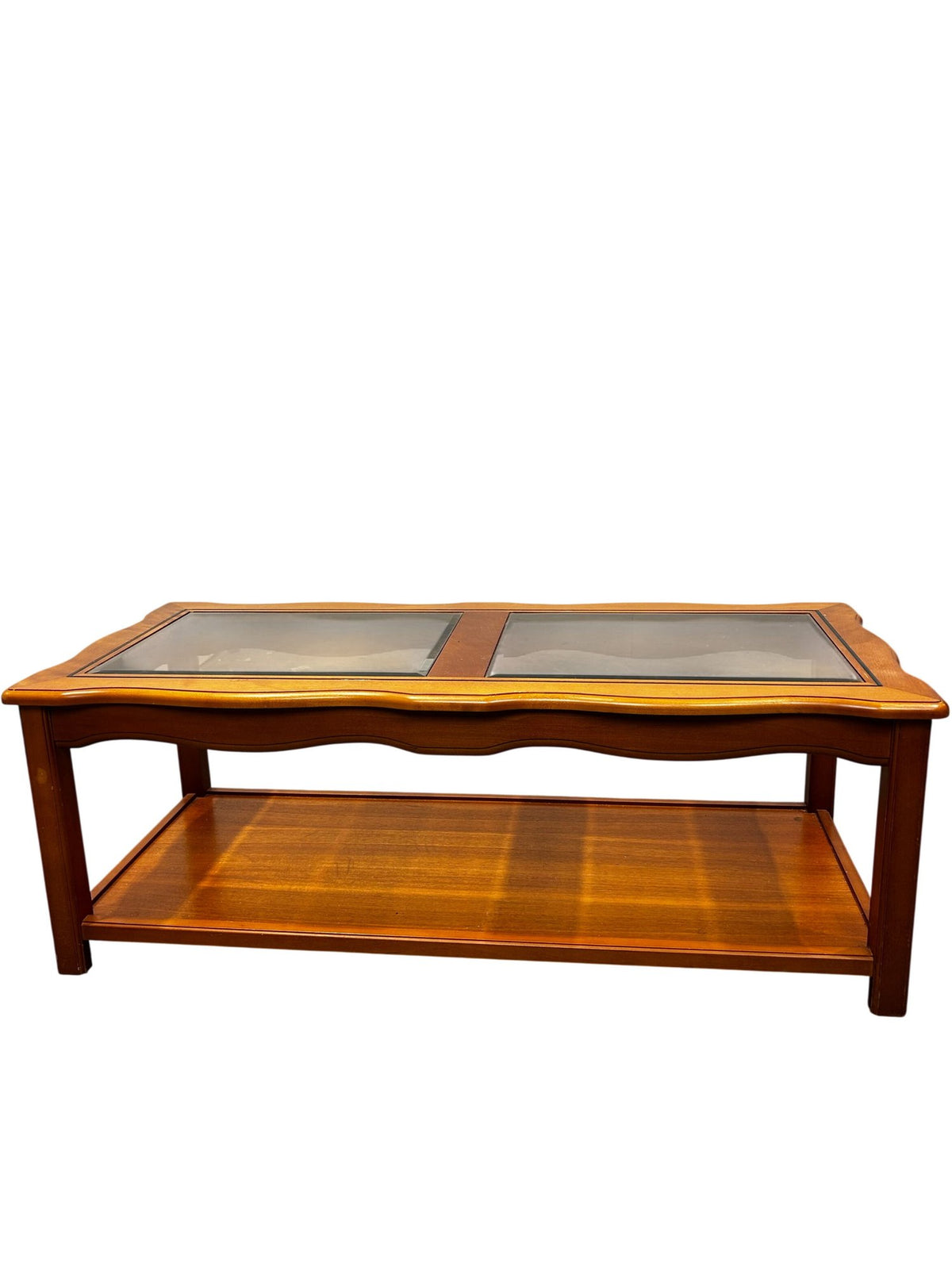 Traditional Glass Top Coffee Table with Lower Shelf (Pre-Loved)