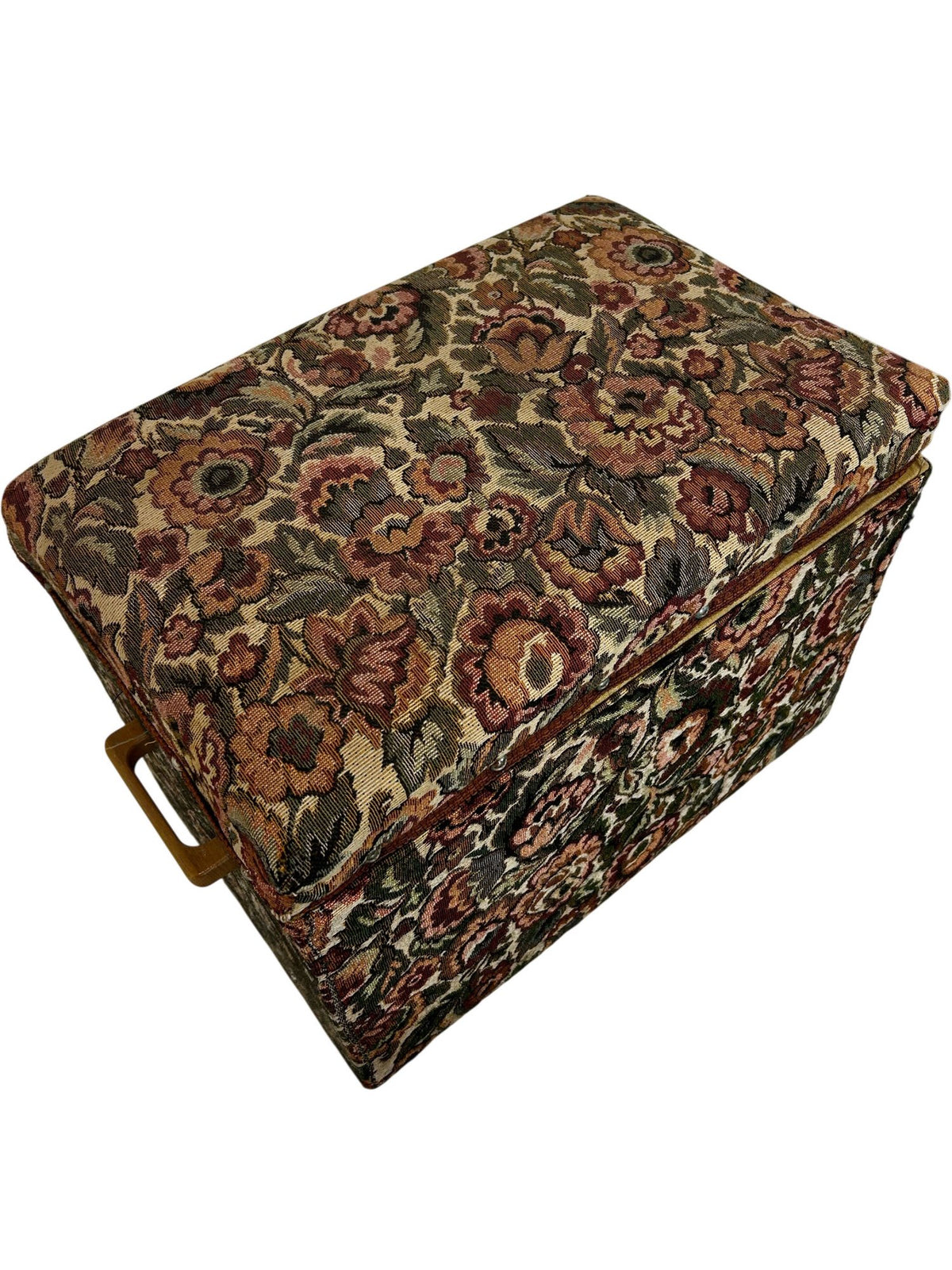 Vintage Floral Tapestry Storage Ottoman Footstool with Hinged Lid (Pre-Loved)