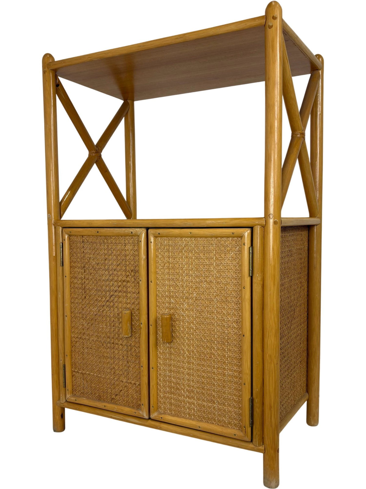 Angraves Bamboo Rattan Storage Cabinet with Open Shelf Unit (Pre-Loved)