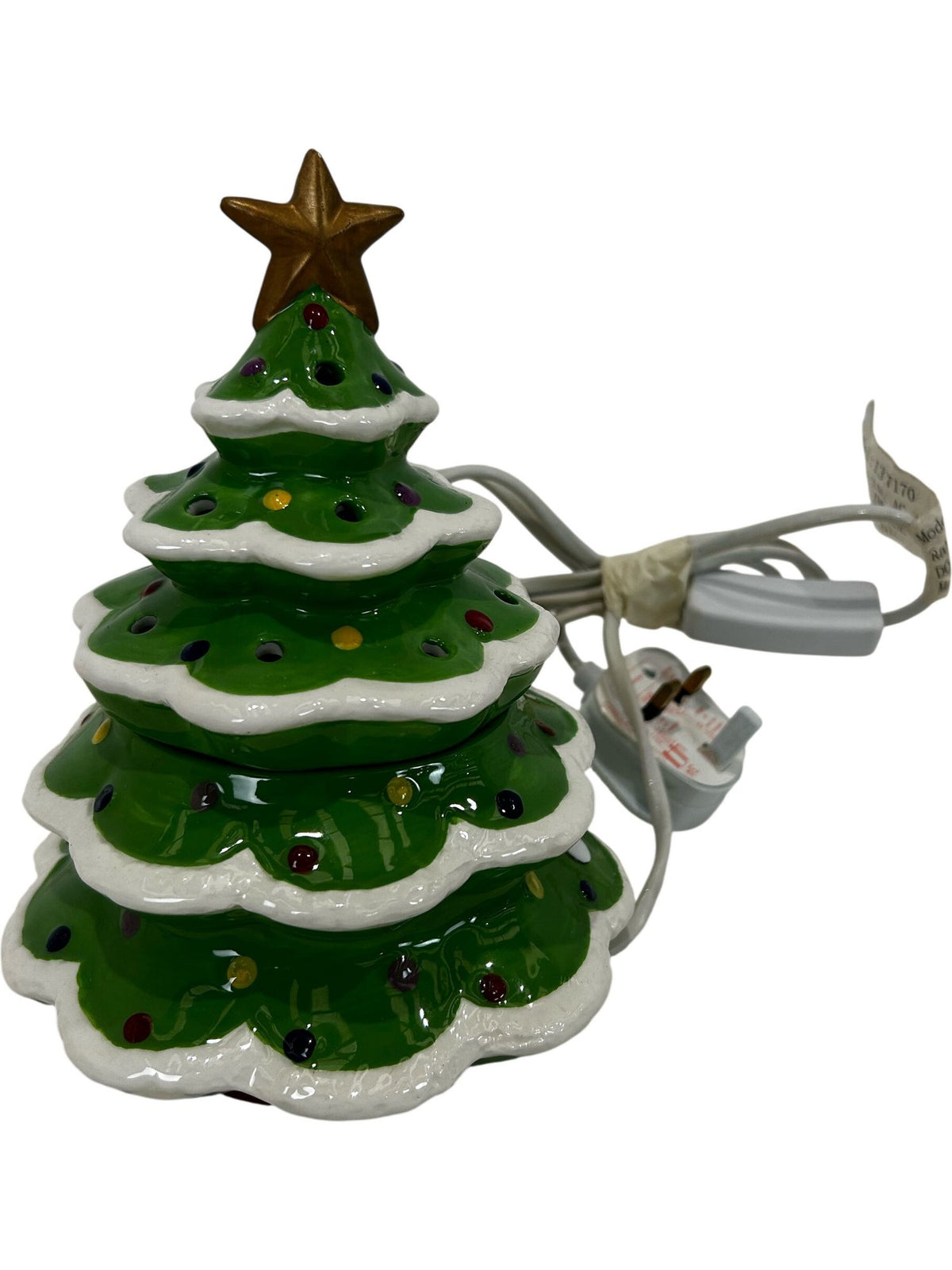 Ceramic Light-Up Christmas Tree with Multicolour Lights & Star 21cm (Pre-Loved)