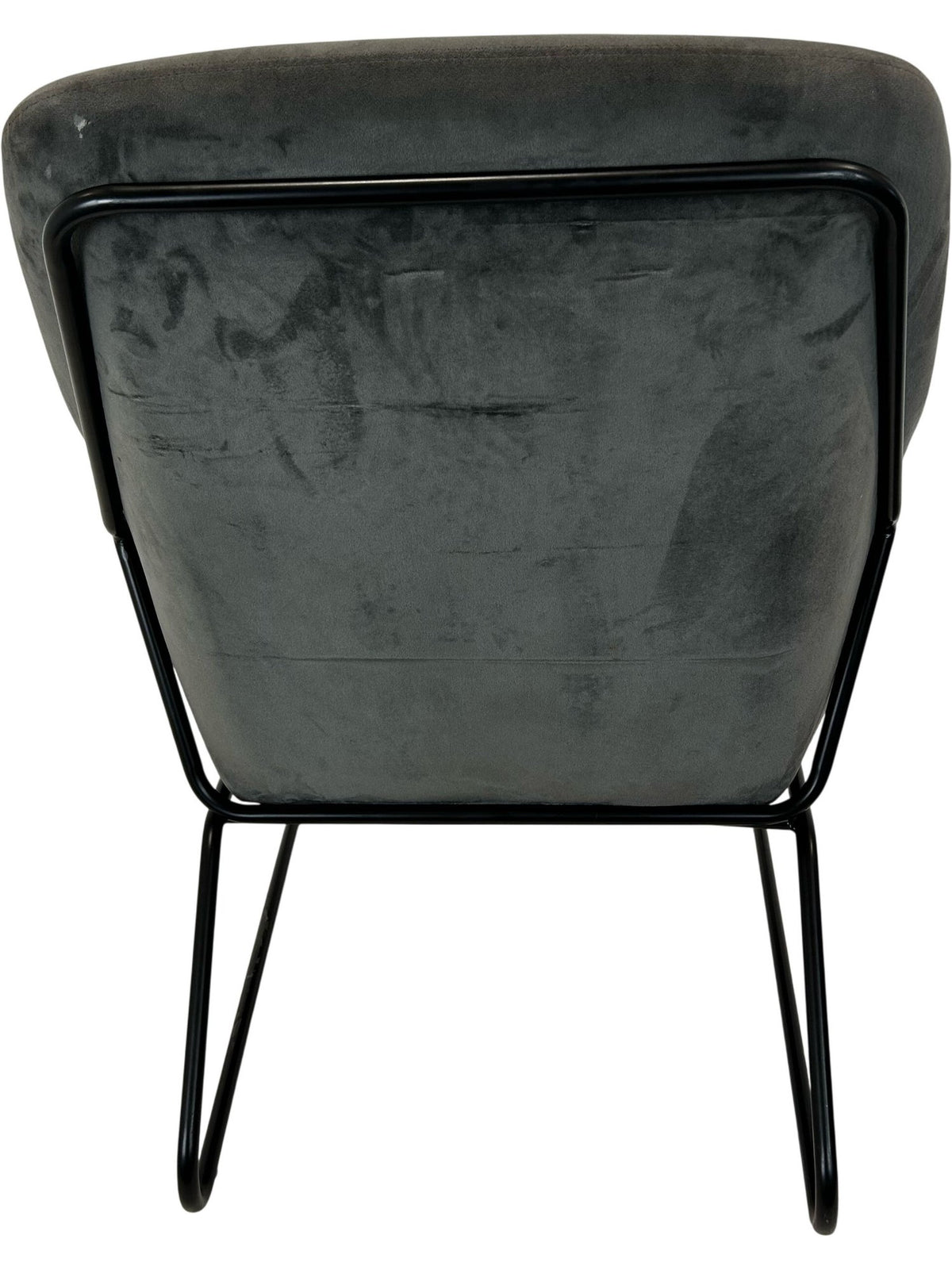 Grey Upholstered Accent Chair with Black Metal Frame (Pre-Loved)
