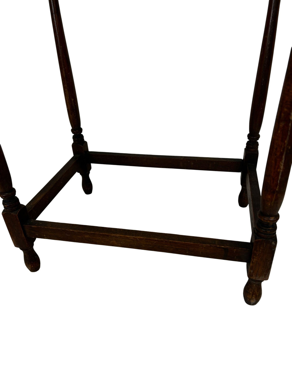 Traditional Dark Wood Side Table Turned Legs Stretcher Square (Pre-Loved)