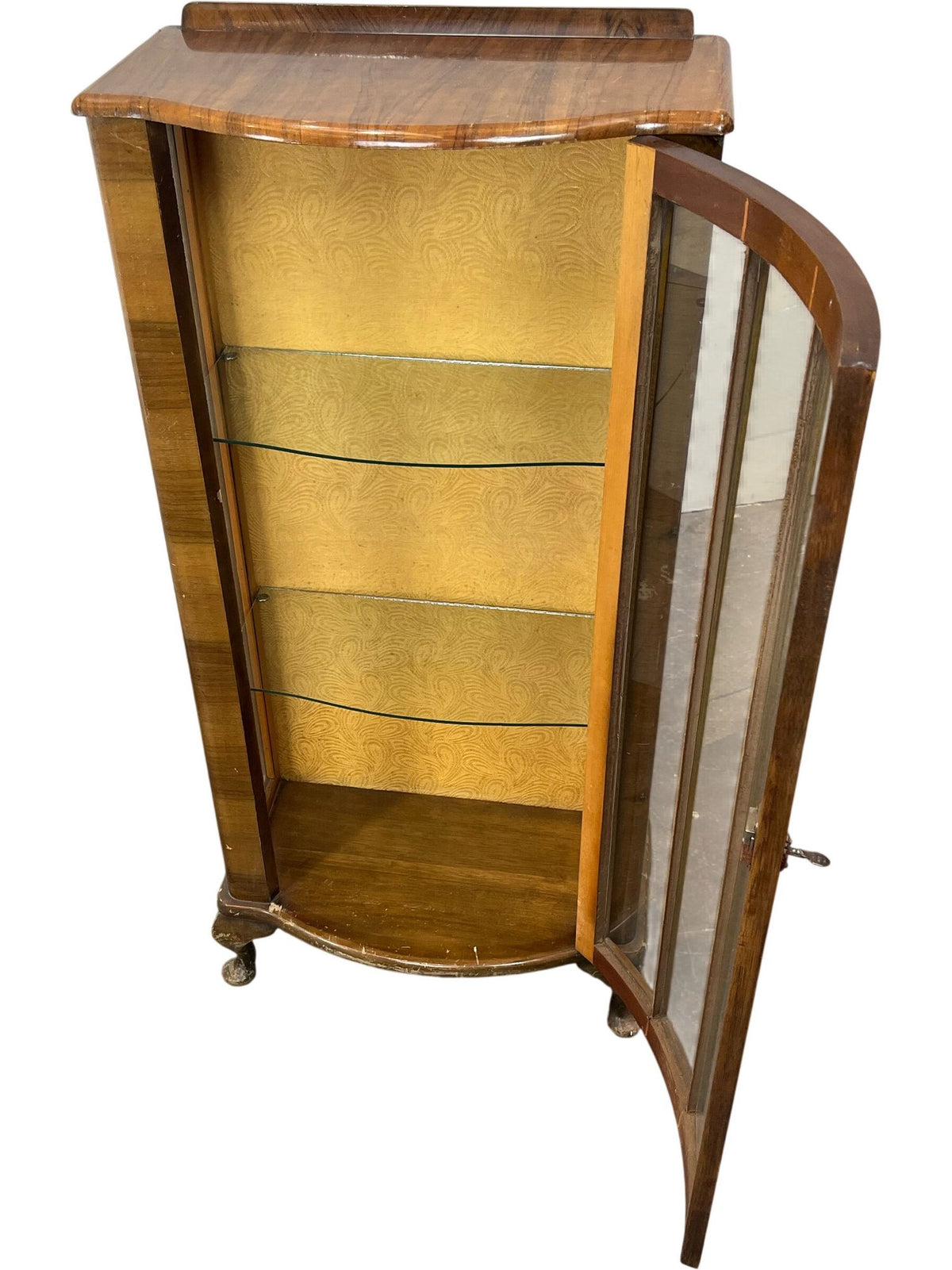 Vintage Bowfront Walnut Display Cabinet (Pre-Loved)