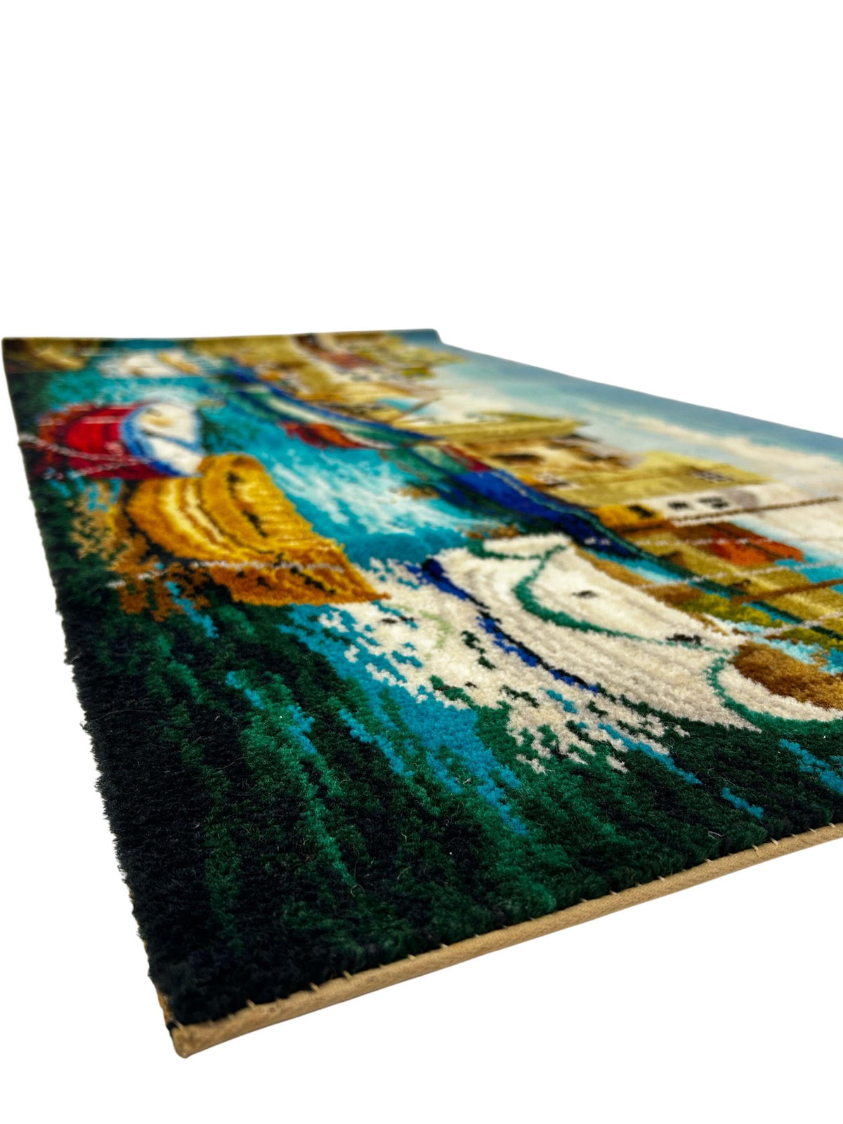 Vintage Carpets of Worth Axminster Harbour Picture Rug Wall Hanging (Pre-Loved)