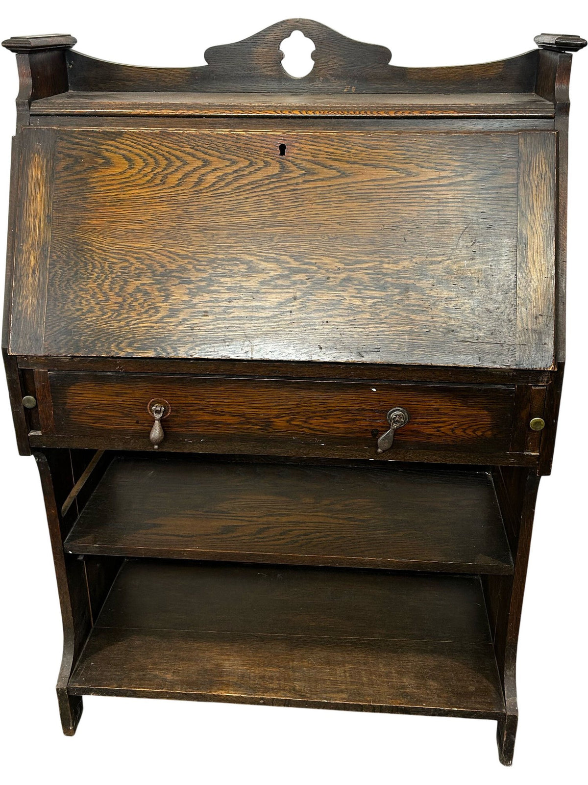 Traditional Wooden Drop-Front Writing Bureau with Drawer & Shelves (Pre-Loved)