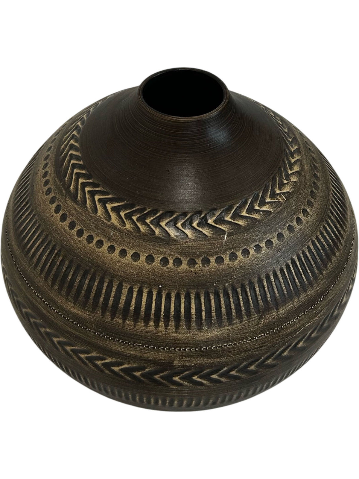 Black and Brown Geometric Ceramic Vase (Pre-Loved)