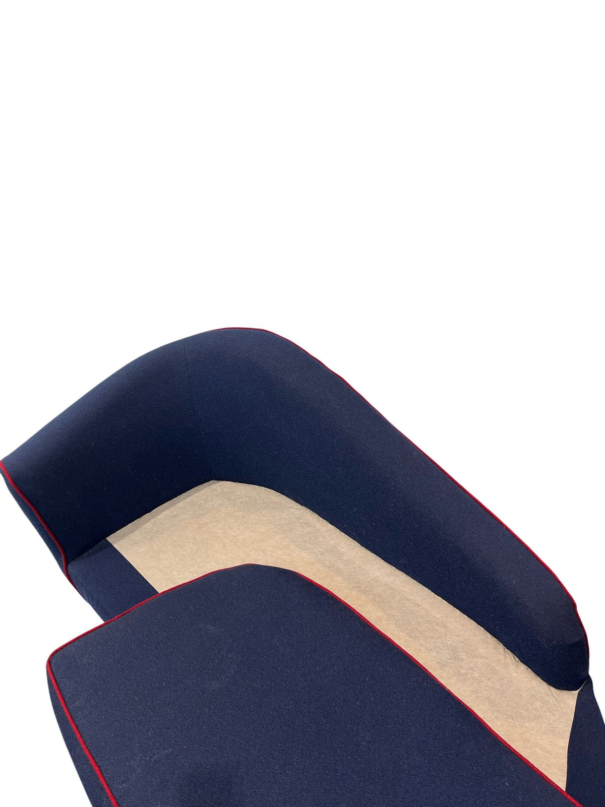 Reupholstered Chaise Longue Sofa Blue With Red Trim (Pre-Loved)