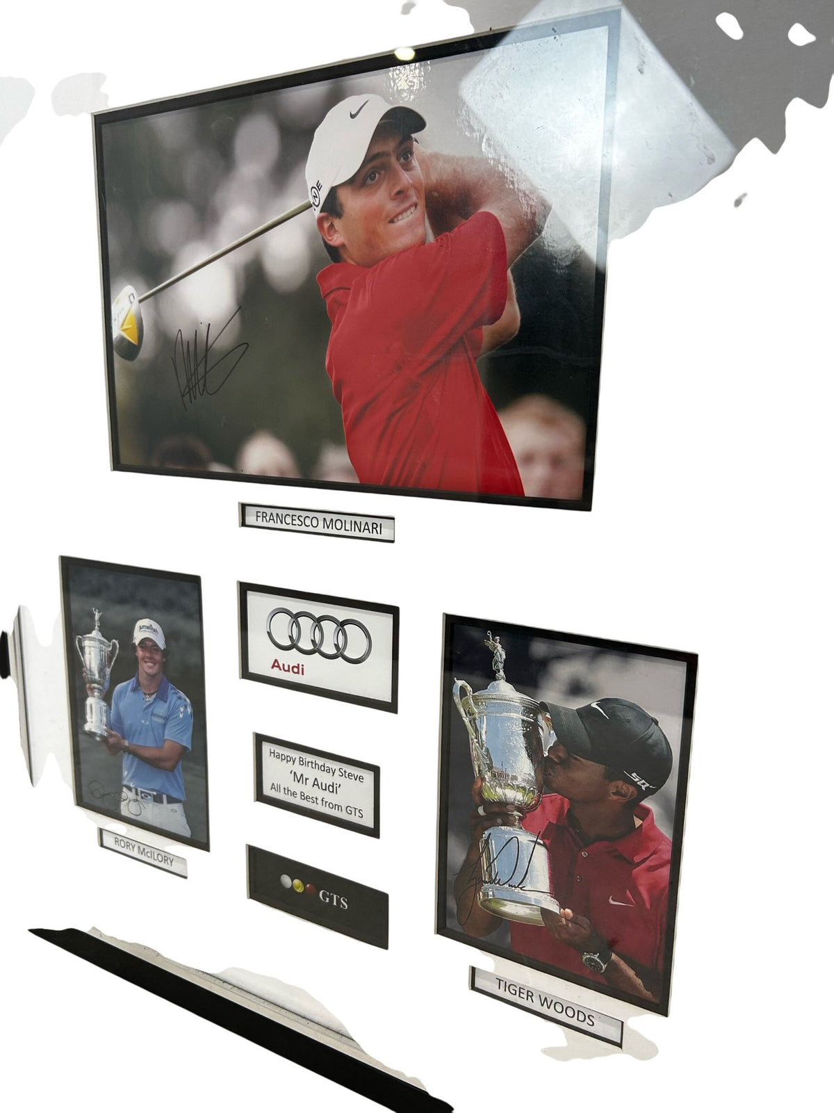 Golf Memorabilia Framed Photos Molinari McIlroy Woods Audi Display (Pre-loved)