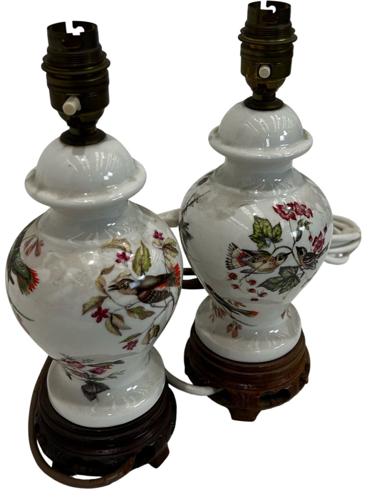 Pair of Floral Bird Ceramic Table Lamps (Pre-Loved)