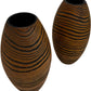 Pair Brown Black Striped Textured Decorative Vases 35cm (Pre-Loved)