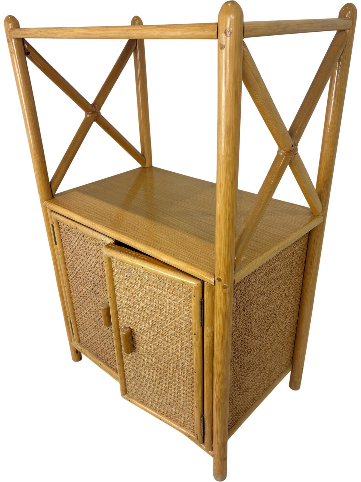 Angraves Bamboo Rattan Storage Cabinet with Open Shelf Unit (Pre-Loved)