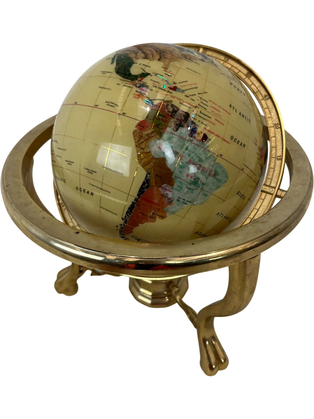 Vintage Mother Of Pearl Style Gemstone Tabletop Globe (Pre-Loved)