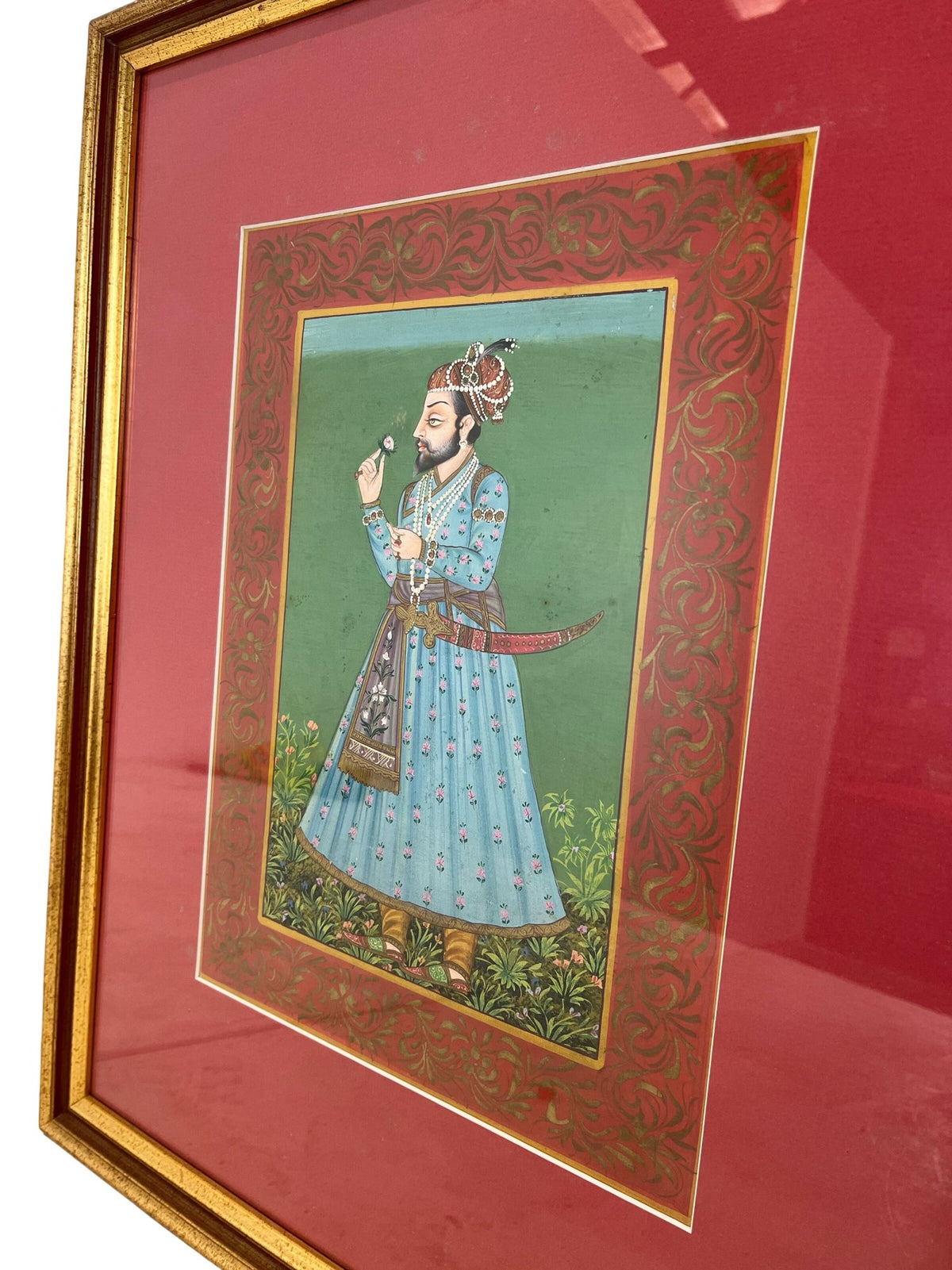 Pair of Framed Indian Miniature Paintings in Gold Frames (Pre-Loved)