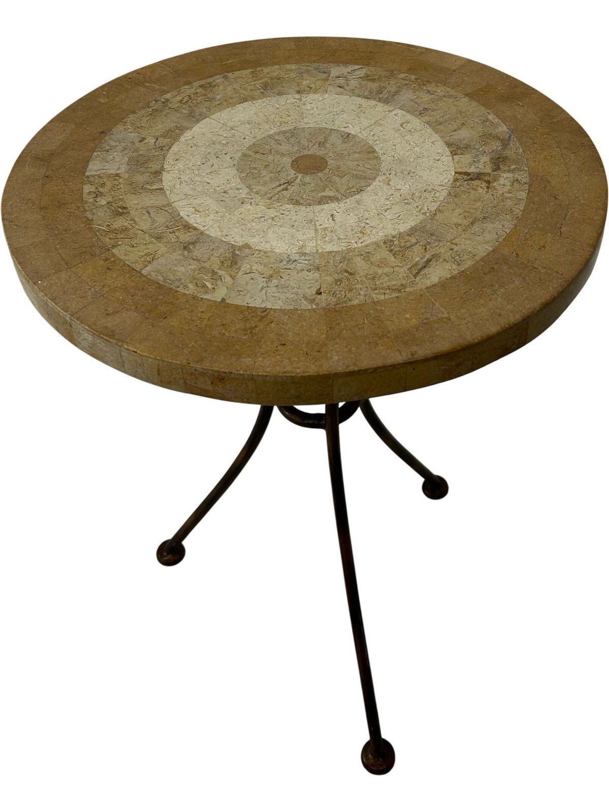 Round Mosaic Stone Top Side Table with Metal Tripod Legs (Pre-Loved)