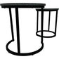 Set of 2 Round Nesting Side Tables Black Metal Frame Grey Tops (Pre-loved)