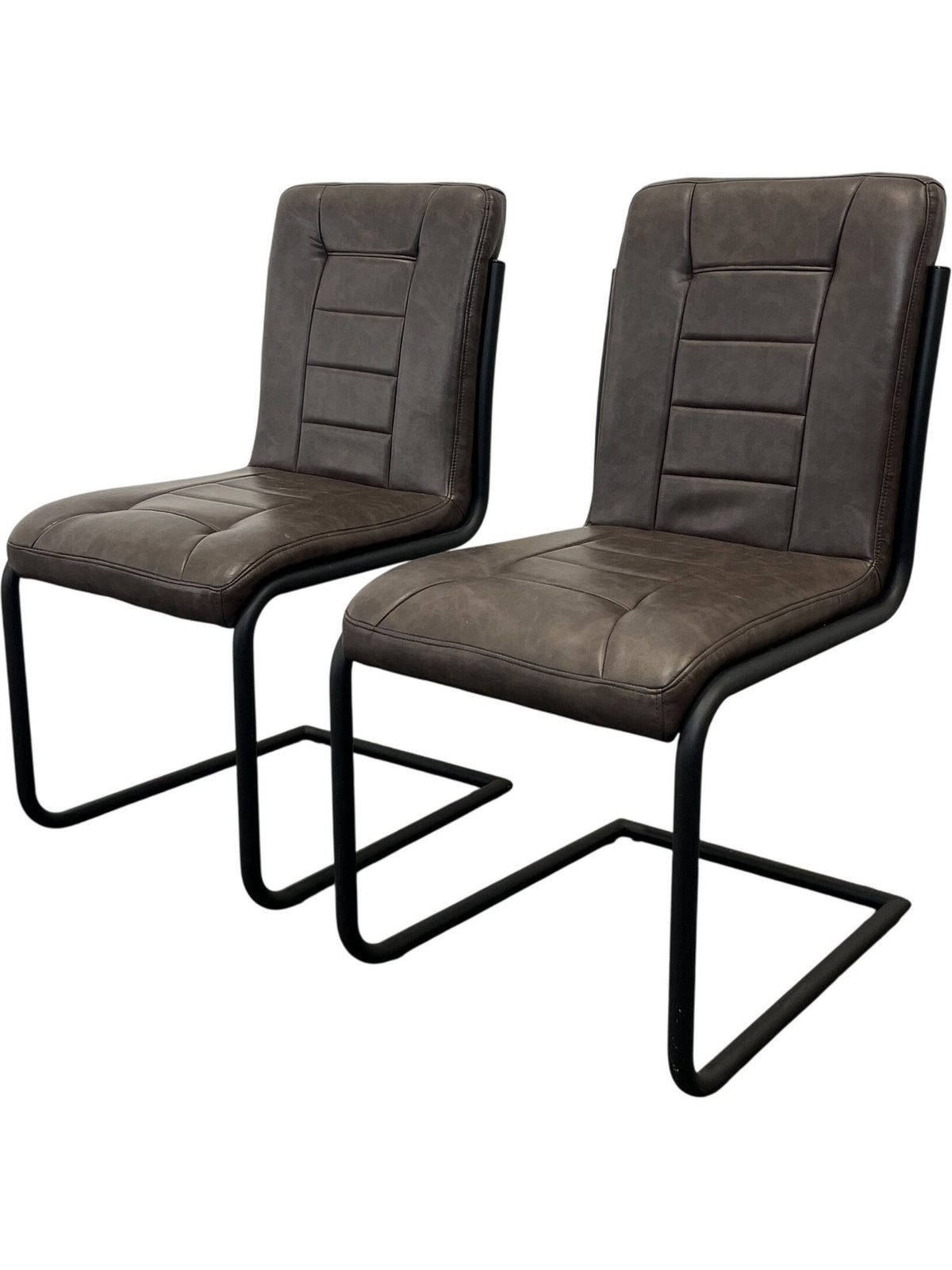 Set Of 2 Industrial Rustic Style Dining Chairs Grey Metal Frame (Pre-Loved)