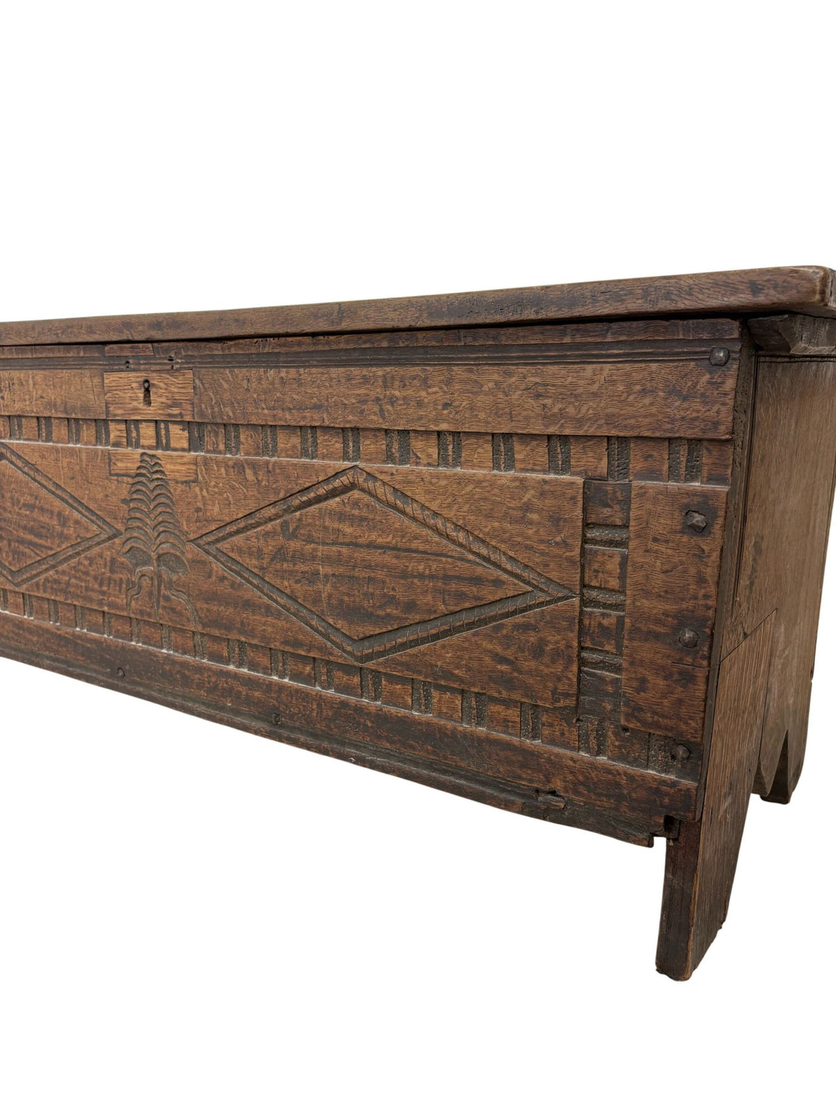 Antique Wooden Storage Chest with Carved Design (Pre-Loved)