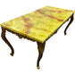 Vintage Green Onyx Marble Coffee Table with Ornate Brass-Tone Base (Pre-Loved)