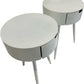 Set of 2 White Round Bedside Tables with Drawer Storage Tapered Legs (Pre-Loved)