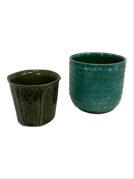 Green Textured Small Plant Pots (Pre-Loved)
