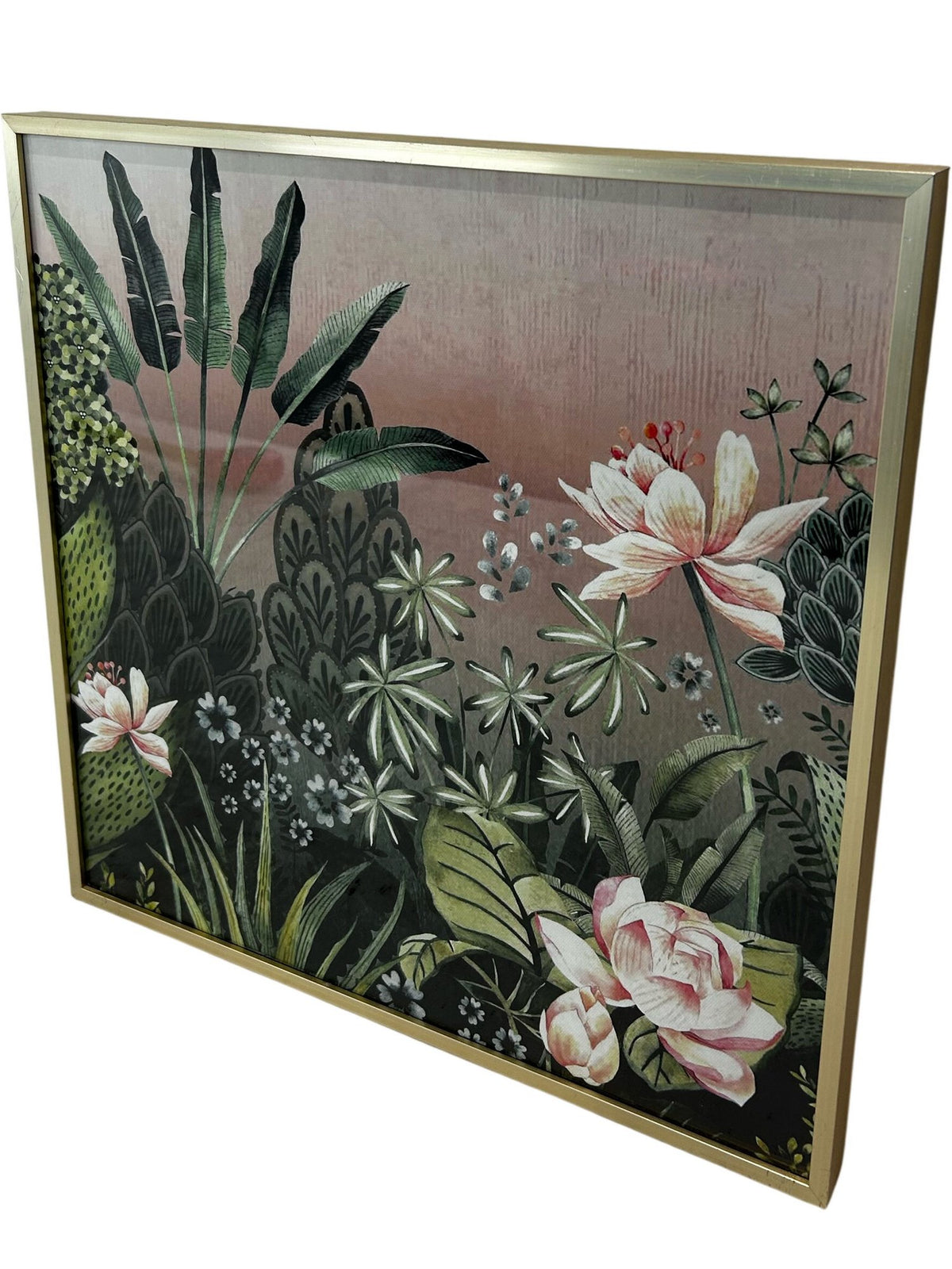 Habitat Botanical Floral Framed Wall Art Print Gold Frame Square (Pre-Loved)