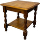 Vintage Wooden Side Table Square Turned Legs Lower Shelf Brown (Pre-Loved)