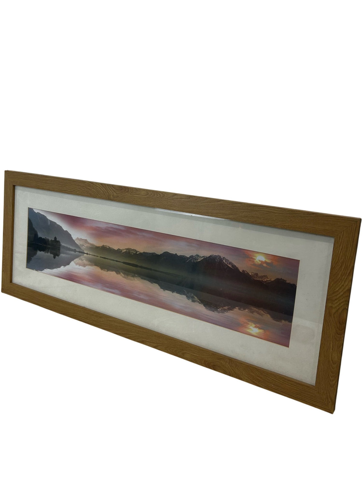 Panoramic Mountain Lake Sunset Framed Landscape Wall Art 99cm (Pre-Loved)