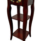 Tall Wooden Side Table Floral Drawer 2 Shelves Mahogany Finish (Pre-Loved)