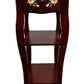 Tall Wooden Side Table Floral Drawer 2 Shelves Mahogany Finish (Pre-Loved)