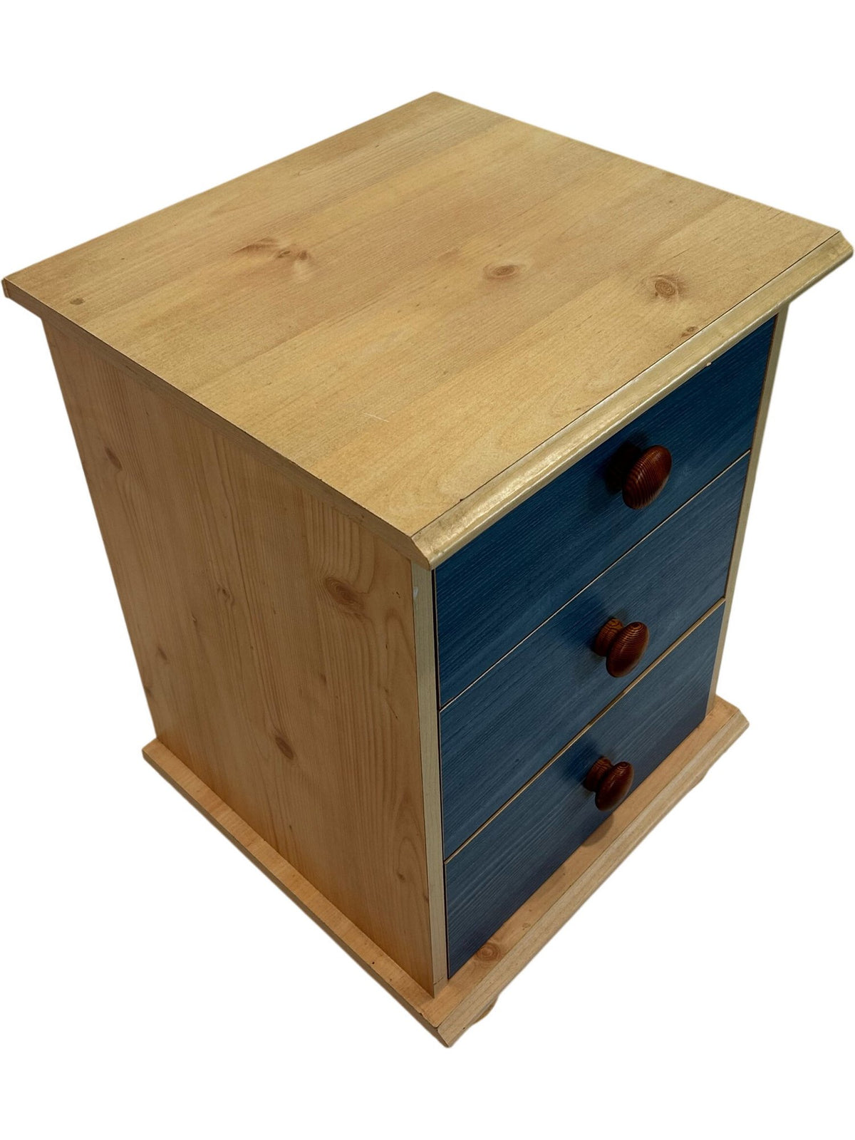 Three Drawer Wooden Storage Chest Blue Fronts (Pre-Loved)