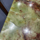 Vintage Green Onyx Marble Coffee Table with Ornate Brass-Tone Base (Pre-Loved)