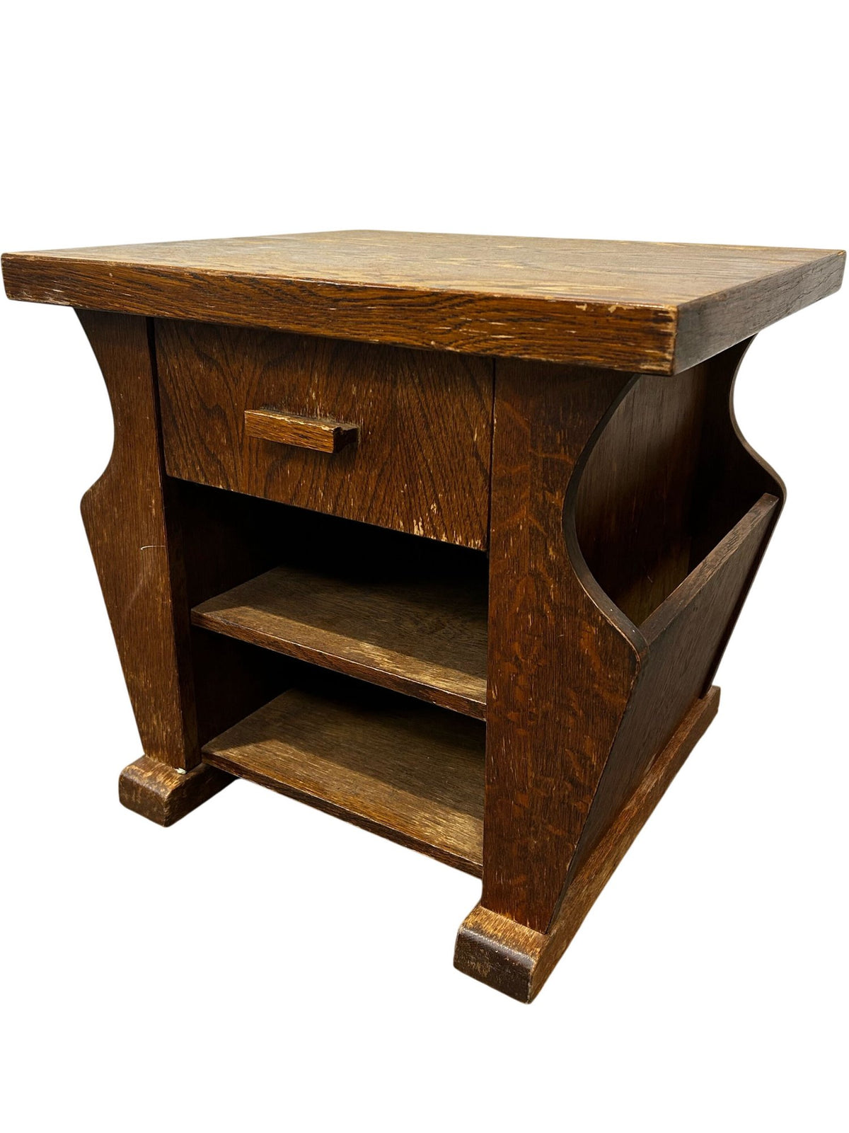 Vintage Wooden Accent Table with Drawer and Shelves (Pre-Loved)