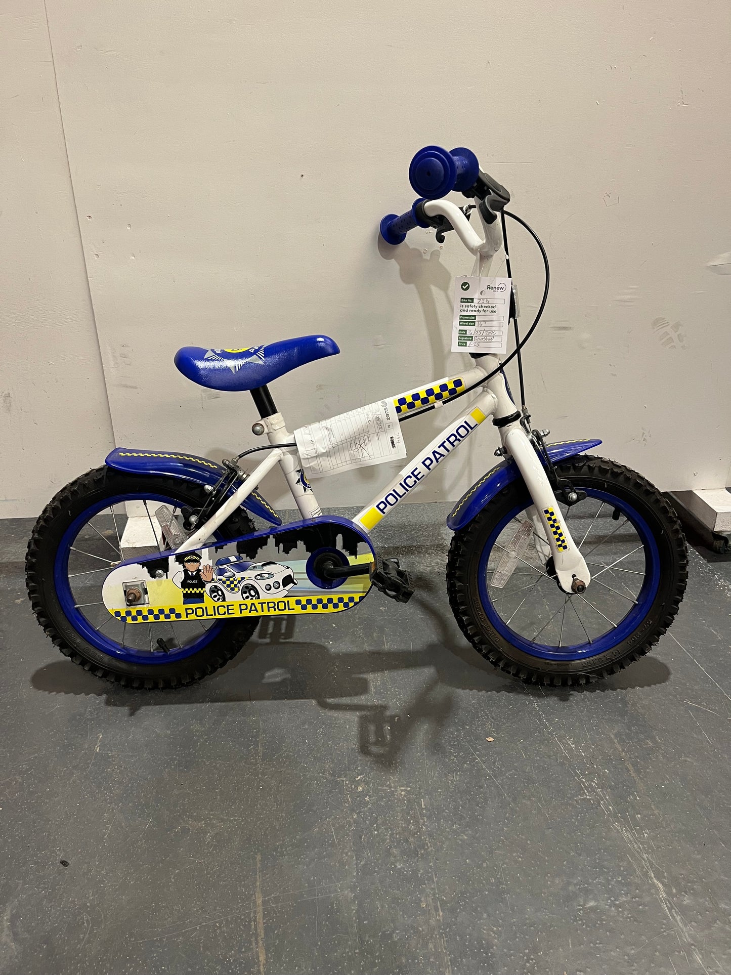 Police Patrol White Blue 14” Children’s Bike (Pre-Loved)