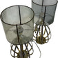 Pair of Gold Metal Table Lamps with Mesh Shades (Pre-Loved)