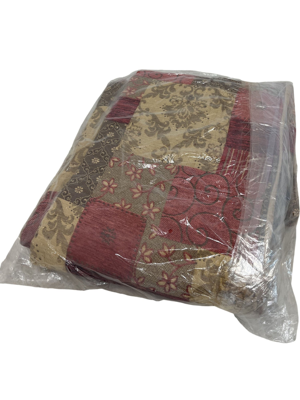 Laura Ashley Red Gold Throw Blanket Patchwork Design (Pre-Loved)