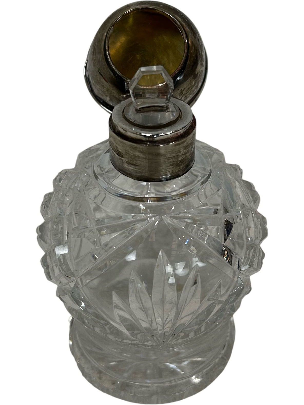 VIntage Cut Glass Perfume Bottle Metal Cap Collectable Vanity Bottle (Pre-Loved)