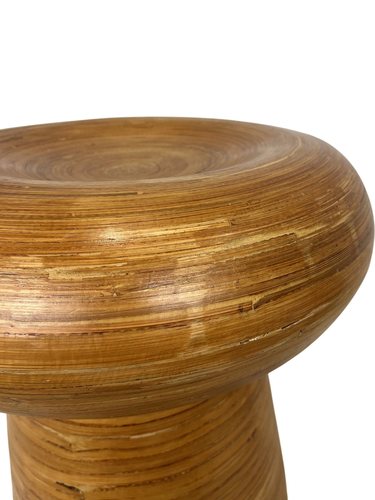 Vintage Style Unique Bamboo Stool Table Round Design Natural Finish (Pre-Loved)