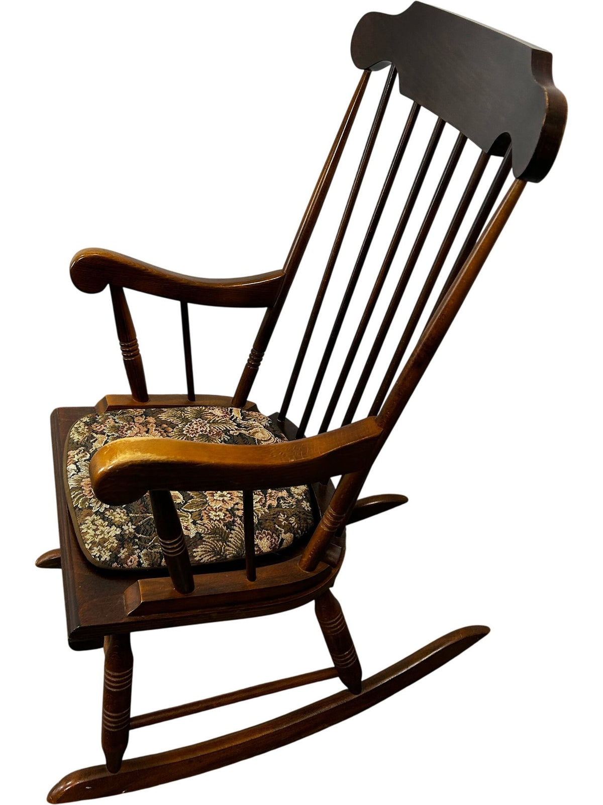 Vintage Wooden Rocking Chair with Floral Cushion (Pre-Loved)