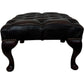 Dark Brown Tufted Footstool with Cabriole Legs (Pre-Loved)