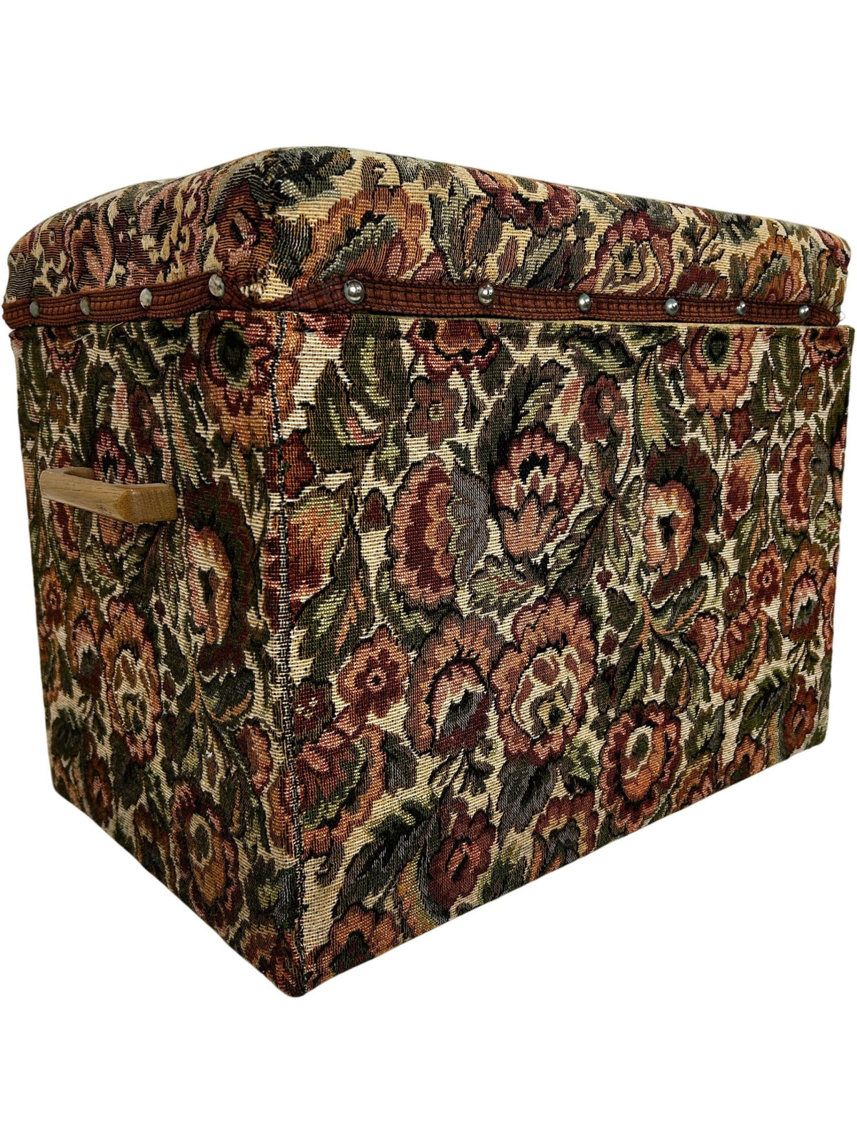 Vintage Floral Tapestry Storage Ottoman Footstool with Hinged Lid (Pre-Loved)