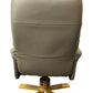 Beige High Back Swivel Recliner Armchair with Wooden Base (Pre-Loved)