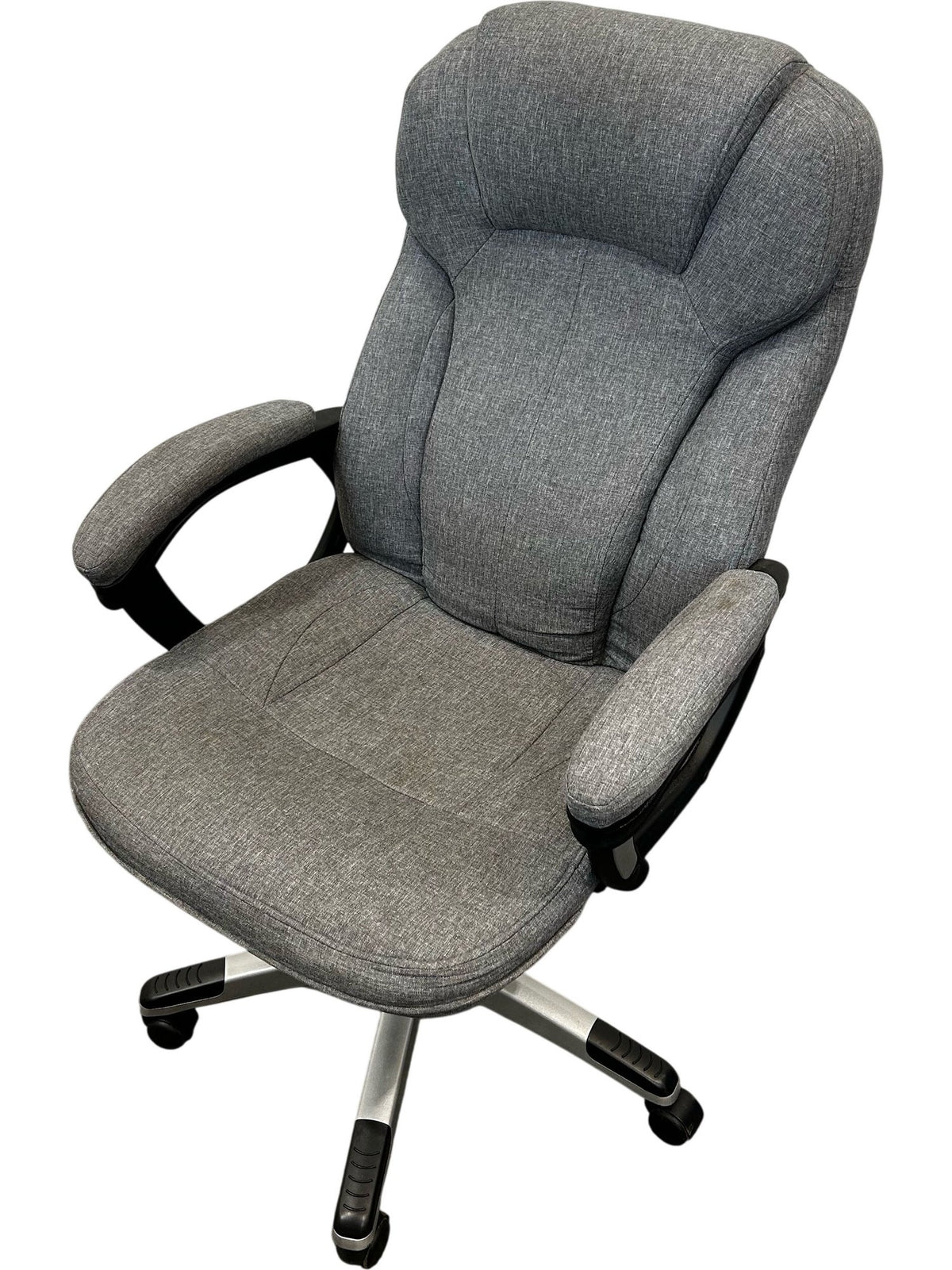 Grey Fabric Executive Office Chair High Back Padded Armrests Swivel (Pre-Loved)